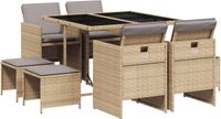 vidaXL 9-delige Tuinset met kussens, poly rattan, gemengd, beige