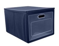 Ordinett Modulaire box voor het opbergen en opbergen van voorwerpen, opening voor, zijdelingse handgrepen, blauwe lijn