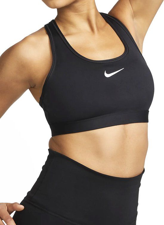 Nike Swoosh Medium-Support Sportbeha - Zwart - Maat L
