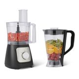 Amazon Basics Keukenmachine met 2 snelheden en garde, kom van 2,4 liter en karaf van 1,5 liter, 800 W, zwart