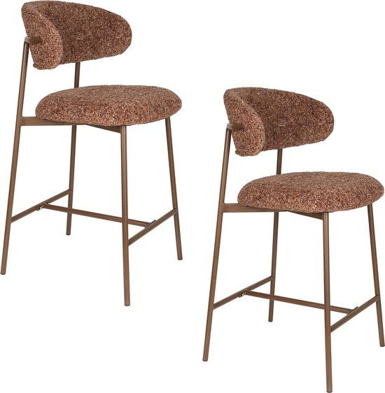 Housecraft Living Claes Barkrukken rugleuning 65 cm Terra - Set van 2