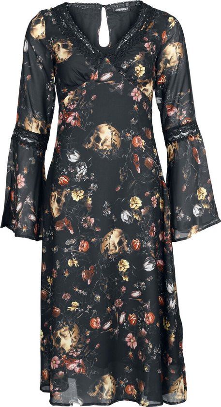 Jawbreaker Garden Of Skull Midi Chiffon Dames Midi-jurk - meerkleurig - XXL