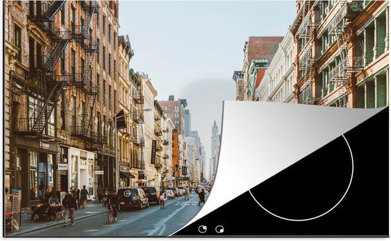 KitchenYeah® Inductie beschermer 77x51 cm - Drukke straat in New York - Inductiebeschermer voor Inductie Kookplaat