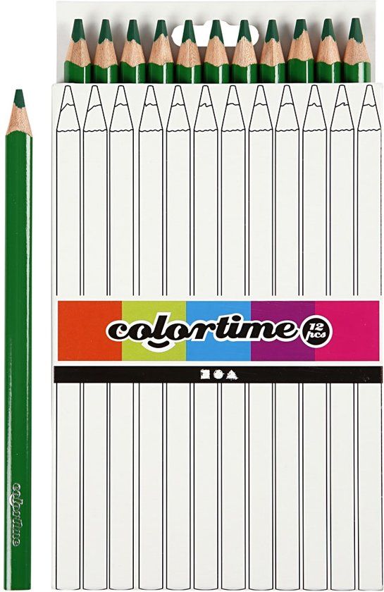 Colortime Colortime Kleurpotloden vulling: 5 mm 12 stuks groen
