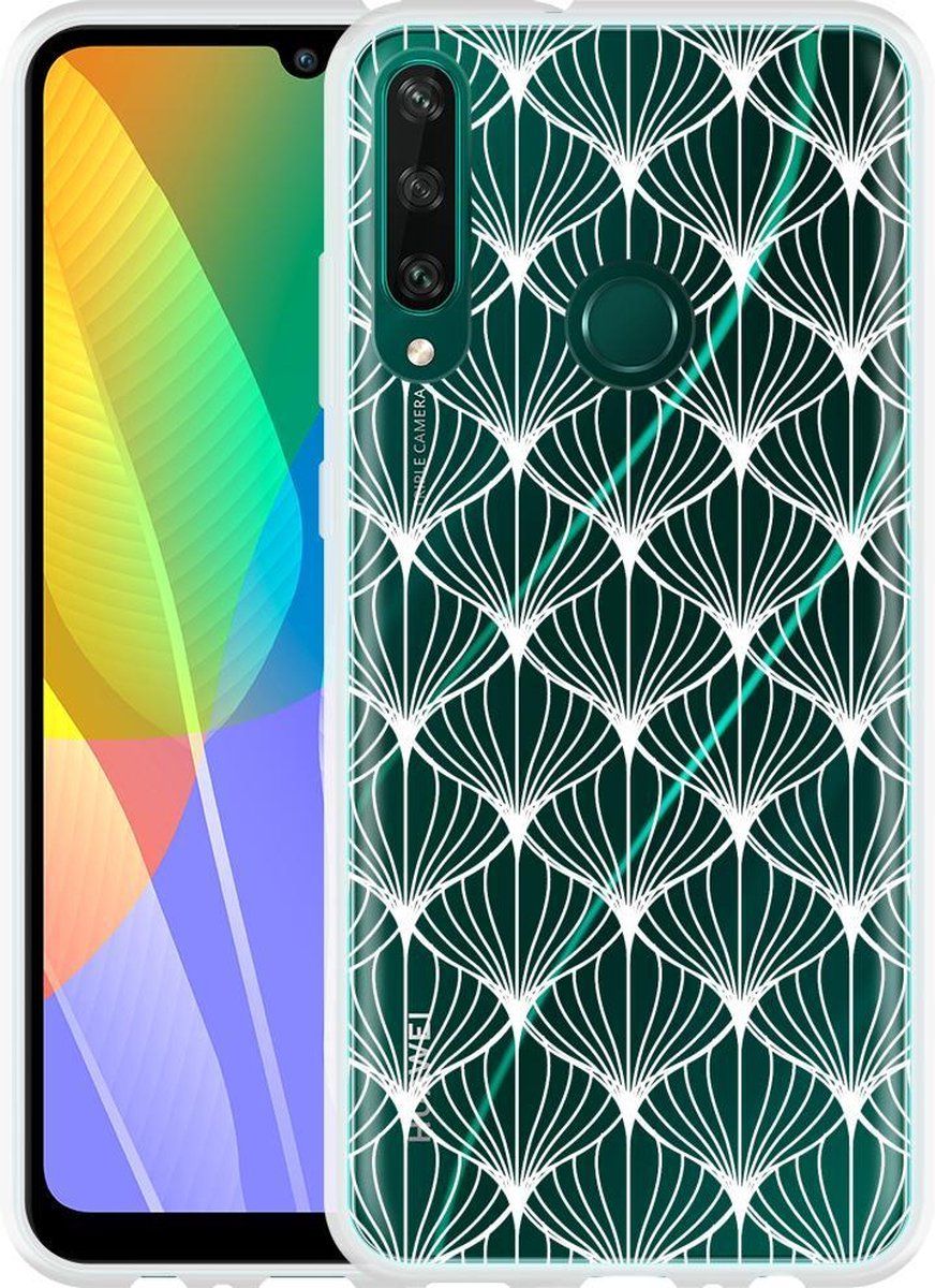 Just in Case Huawei Y6p Hoesje White Abstract Pattern
