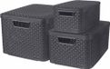 Curver Style Opbergboxen met deksel, 3 stuks (S, M, L), Antraciet