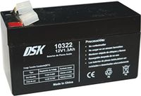 DSK 10322 - AGM oplaadbare verzegelde loodaccu. 12V en 1.3Ah. Ideaal voor alarmen in huis en industrie, elektrische scooters, elektrisch speelgoed, hekken, weegschalen.
