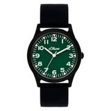 s.Oliver Kinderhorloge, rond, zwart, 35 mm, metalen horloge met kwartsuurwerk op siliconen band met gesp, analoog polshorloge, 3 ATM waterdicht, krasbestendig