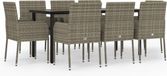 vidaXL 9-delige Tuinset met Kussens, Poly Rattan, Zwart en Grijs
