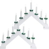 Ponts de bougie - 2x pièces - éclairage LED - bois blanc - 39,5 cm