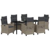 vidaXL - Eettafel Set - 7-delig - Grijs - Poly Rattan