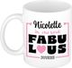 Bellatio Decorations mok Nicolette - wit - Fabulous - keramiek - 300 ml