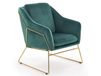 Fauteuil vert en velours de polyester avec structure en acier