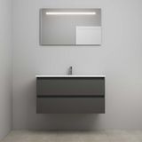On Line Badkamermeubelset - 100 cm - Voorgemonteerd - Acryl Wastafel - 1 Kraangat - Spiegel met LED-Verlichting - Mat Antraciet
