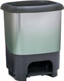 GREAT PLASTIC PEDAL huisvuilemmer KLASSE 10 liter groen en zwart metallic kleur