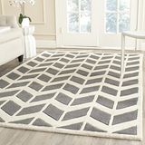 Safavieh Chatham Collectie CHT746 Vloerkleed, Handgetuft, Wol, Rechthoekig, Donkergrijs & Ivoor, 122 x 183 cm