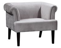 Atlantic Home Collection Charlie fauteuil, armleuningstoel met massief houten poten, fluweel, grijs, 74 x 86 x 70 cm