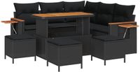 vidaXL - Tuinbank - Set - 9 - st - 8-Aantal - zitplaatsen - Zwart - poly - rattan