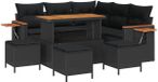 vidaXL - Tuinbank - Set - 9 - st - 8-Aantal - zitplaatsen - Zwart - poly - rattan