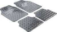 WALSER Rubbermatten, universele auto mat metallic, vloermatten complete set traanplaat, beschermmat zilver, op maat gesneden vuilvangmat