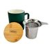 Nerthus FIH 1569 keramische mok 375 ml met roestvrij stalen infuser en bamboe deksel elegant design ideaal voor thee en infusies zeegroen