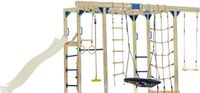 AXI Boris Klimtoestel Bruin met Schommels en Trapeze – Crème Glijbaan – Monkey Bars en Klimnetten – Duikelstang – Diverse Ladders