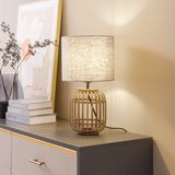 Lindby Tafellamp Marzanna grijs, bamboe H: 42.5 cm E27
