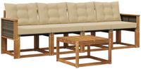 vidaXL - Bank loungeset - 5-delig - Acacia hout - Natuurlijk en beige