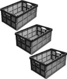 Garronda Transportbox 51x34,5x22,5 cm – Opvouwbaar – 3 stuks – Grijs/Zwart – GD-CRI-FoldBox