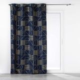 Douceur d'intérieur Gordijn met ogen, 140 x 260 cm, marineblauw/goud, polyester, bedrukt, metallic, lineor