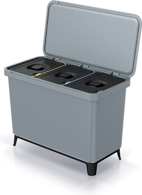KEDEN Prosperplast Keden SYSTEMA - Afvalbak / Prullenbak met scheidingsbakken 3x10L - Grijs
