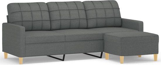 vidaXL Driezitsbank met voetenbank 180 cm stof donkergrijs