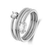Lucardi Dames Stainless steel ring met zirkonia voor dames - Ring - Staal - Zilverkleurig - 18 / 57 mm