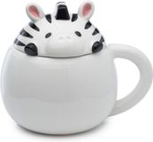 Mok Puckator Polska Sp. z o.o. Mok - Zebra Aroramals - Gevormde Deksel - Zwart/Wit - Dolomiet Keramiek - 450ml