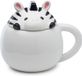 Mok Puckator Polska Sp. z o.o. Mok - Zebra Aroramals - Gevormde Deksel - Zwart/Wit - Dolomiet Keramiek - 450ml