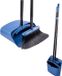Holland Connections Lange steel bezem en stoffer set - stoffer en blik combinatie pour huishoudelijke reiniging - 137 cm handvat - Blauw