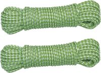 AMIG Paracord touw - 2x - 15 meter - D4mm - 100kg - PP/PE - lichtgroen/wit