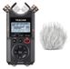 Tascam DR-40XP audio-recorder met vachtwindbeschermer