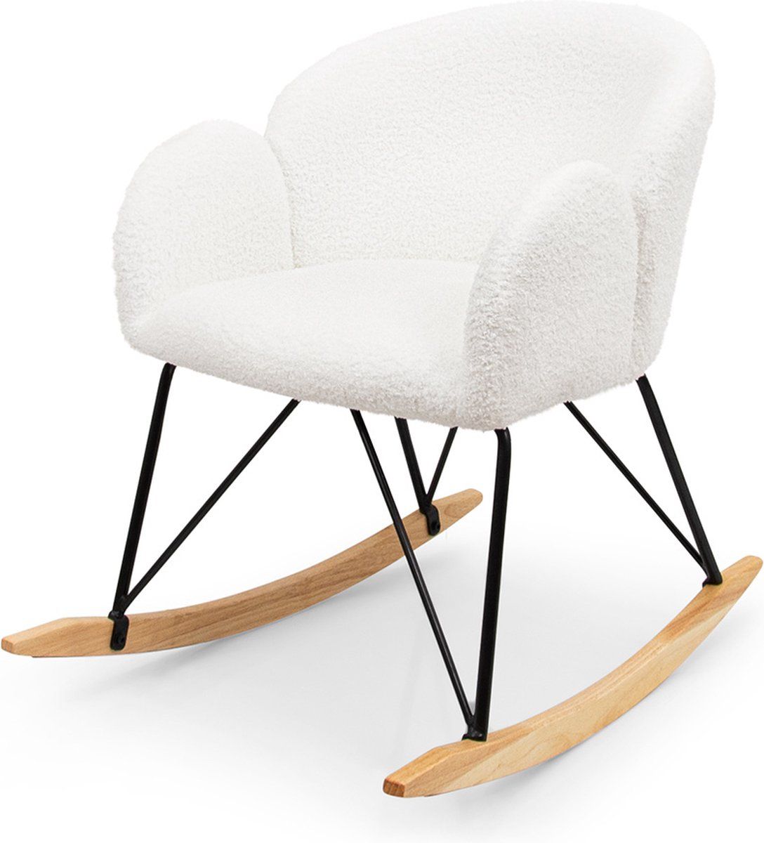 Milton & Oldbrook Rovin Schommelstoel - Wit Schapenvel - Hout - 2023