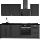 Vicco Complete keukeneenheid Fame-Line, Anthrazit-Gold Landhaus/Antraciet, 230 cm, WB Antraciet
