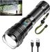 Unyqoos® Lampe de poche rechargeable et étanche – 1 000 000 lumens, 5000 mAh, boîtier en aluminium IPX7, 5 modes dont SOS, fonction zoom, portée jusqu'à 1000 mètres