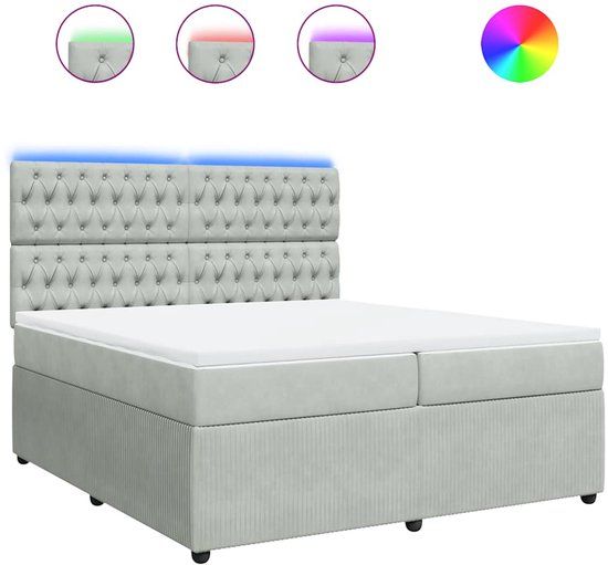 vidaXL Boxspring met matras fluweel lichtgrijs 200x200 cm