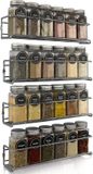 Comforder Kruidenrek Ophangbaar - Kruiden Organizer - 4 Keukenrekken - Spice Rack - voor 24 Kruidenpotjes - Zilver