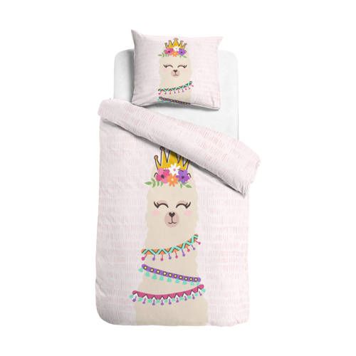 Little Monster katoenen dekbedovertrek 1 persoons Princess Al Paca (140x220 cm) - Wit