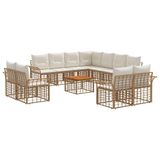 vidaXL Buiten bank set 12 st Natuurlijk en Crème Wit Polyester