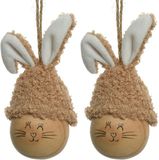 Decoris Paasei - 2x - 12 cm - bruin - kunststof