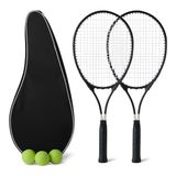 Amazon Basics Tennisrackets van 68,5 cm voor Volwassenen, Set van 2, Zwart