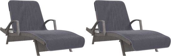 vidaXL Strandhanddoeken - 2 stuks - Antraciet - 75x200 cm