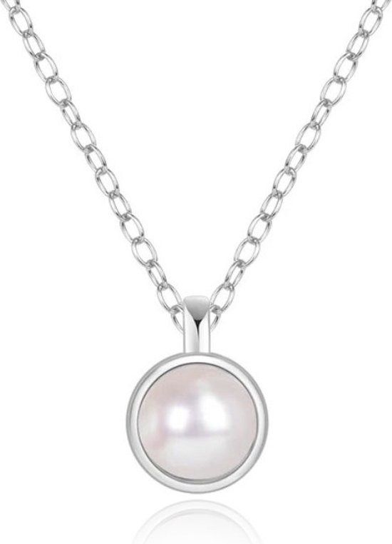 Elenza AMS Elenza Zilveren Ketting met Parel in 925 Sterling Zilver