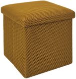 Home Deco Factory Poef/hocker Atome - opvouwbaar - stof - opbergbox - okergeel - polyester/mdf - 38 x 38 cm